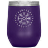 Vegvisir Norse Viking Compass Elder Futhark Runes Etched Tumbler 12ozWine TumblerPurple