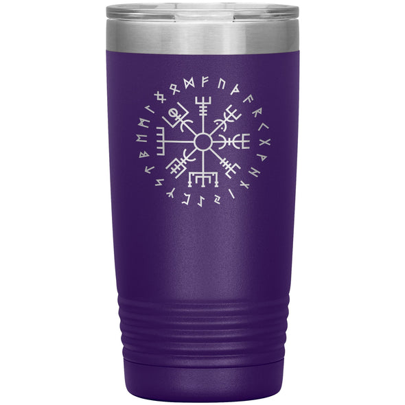 Vegvisir Norse Viking Compass Elder Futhark Runes Etched Tumbler 20ozTumblersPurple