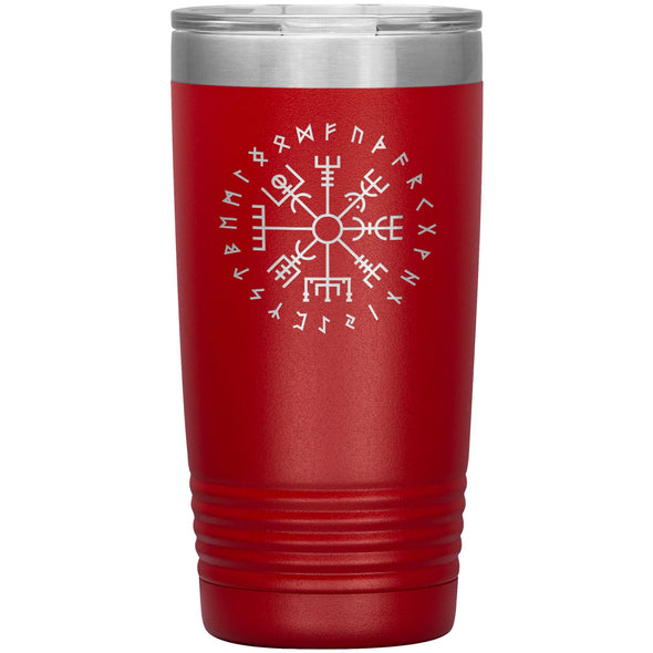 Vegvisir Norse Viking Compass Elder Futhark Runes Etched Tumbler 20ozTumblersRed