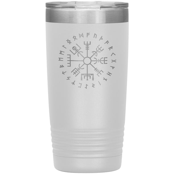 Vegvisir Norse Viking Compass Elder Futhark Runes Etched Tumbler 20ozTumblersWhite