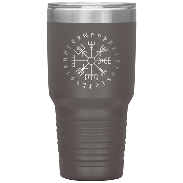 Vegvisir Norse Viking Compass Elder Futhark Runes Etched Tumbler 30ozTumblersPewter