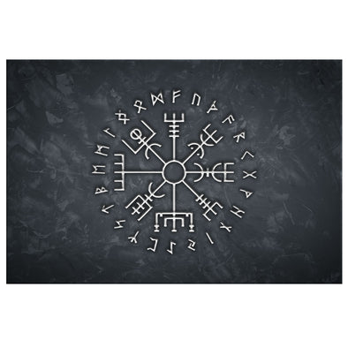 Vegvisir Viking Compass Grey Canvas Wall ArtCanvas Wall Art 38 x 12