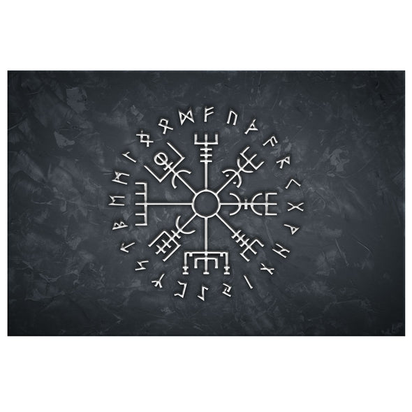 Vegvisir Viking Compass Grey Canvas Wall ArtCanvas Wall Art 38 x 12