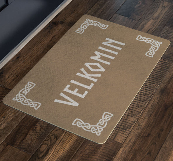 Velkomin Old Norse Viking Knotwork Welcome DoormatDoormat