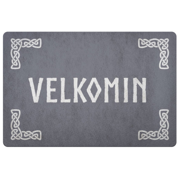 Velkomin Old Norse Viking Knotwork Welcome DoormatDoormatGrey