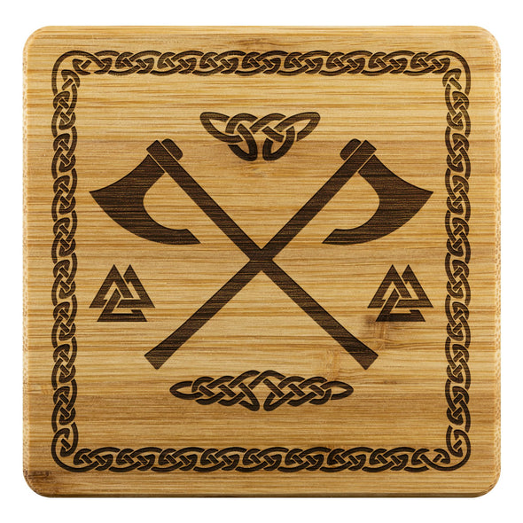 Viking Axes Norse Knotwork Wood Coasters x4CoastersBamboo Coaster - 4pc