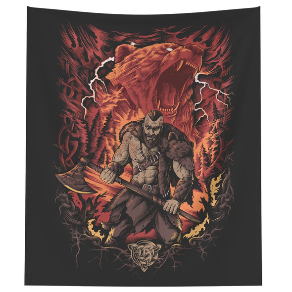 Viking Berserker Bear Wall Tapestry Norse Pagan ArtWall Art