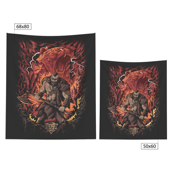 Viking Berserker Bear Wall Tapestry Norse Pagan ArtWall Art60" X 50"