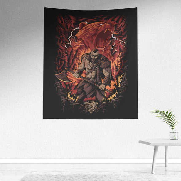 Viking Berserker Bear Wall Tapestry Norse Pagan ArtWall Art