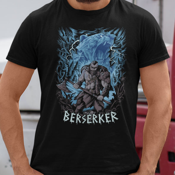 Viking Berserker Norse Bear T-Shirt Pagan Nordic TeeApparelBlackS