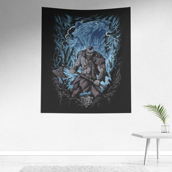 Viking Berserker Wall Tapestry Norse Pagan ArtWall Art