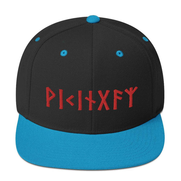 Viking Norse Red Elder Futhark Runes Snapback CapBlack/ Teal