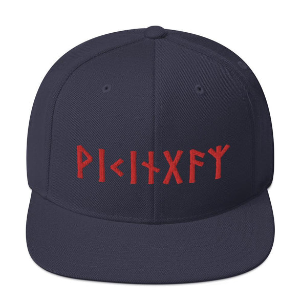 Viking Norse Red Elder Futhark Runes Snapback CapNavy