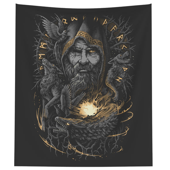 Viking Odin Norse Mythology Wall Tapestry Pagan Nordic Scandinavian Valhalla ArtWall Art