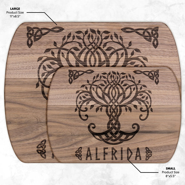 Viking Personalized Norse Pagan Yggdrasil Tree of Life Wood Cutting BoardKitchenwareSmallWalnut