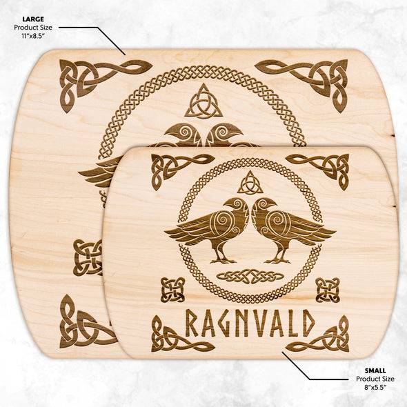 Viking Personalized Ravens Norse Pagan Wood Cutting BoardKitchenware