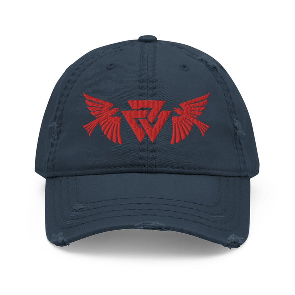 Viking Raven Valknut Distressed HatNavy