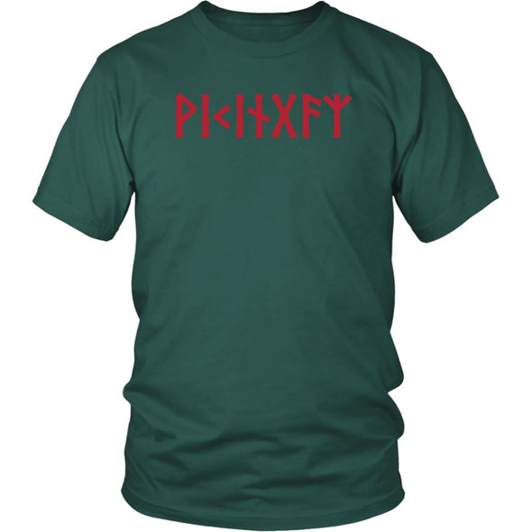 Viking Red Runes Norse Pagan Elder Futhark Cotton T-Shirt ClothingT-shirtDistrict Unisex ShirtDark GreenS