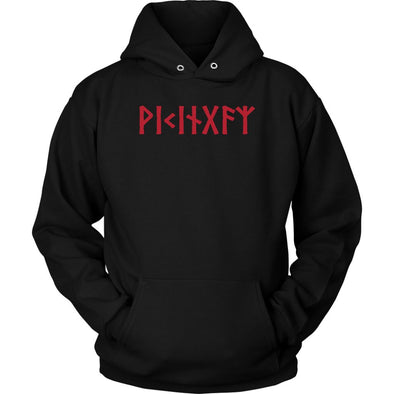 Viking Red Runes Norse Pagan Elder Futhark Hoodie ClothingT-shirtUnisex HoodieBlackS