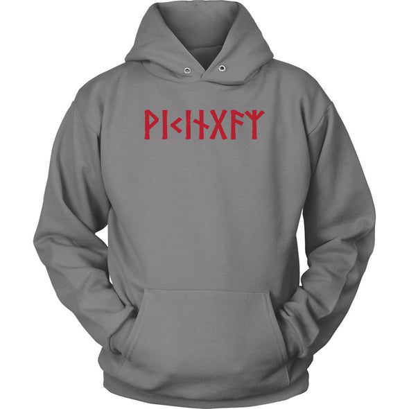 Viking Red Runes Norse Pagan Elder Futhark Hoodie ClothingT-shirtUnisex HoodieGreyS