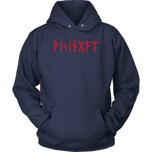 Viking Red Runes Norse Pagan Elder Futhark Hoodie ClothingT-shirtUnisex HoodieNavyS