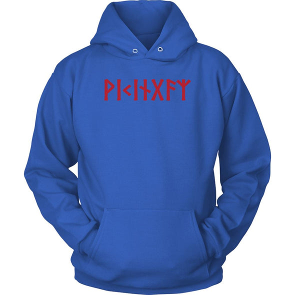 Viking Red Runes Norse Pagan Elder Futhark Hoodie ClothingT-shirtUnisex HoodieRoyal BlueS