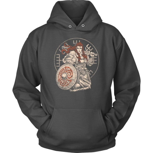 Viking Shieldmaiden HoodieT-shirtUnisex HoodieCharcoalS