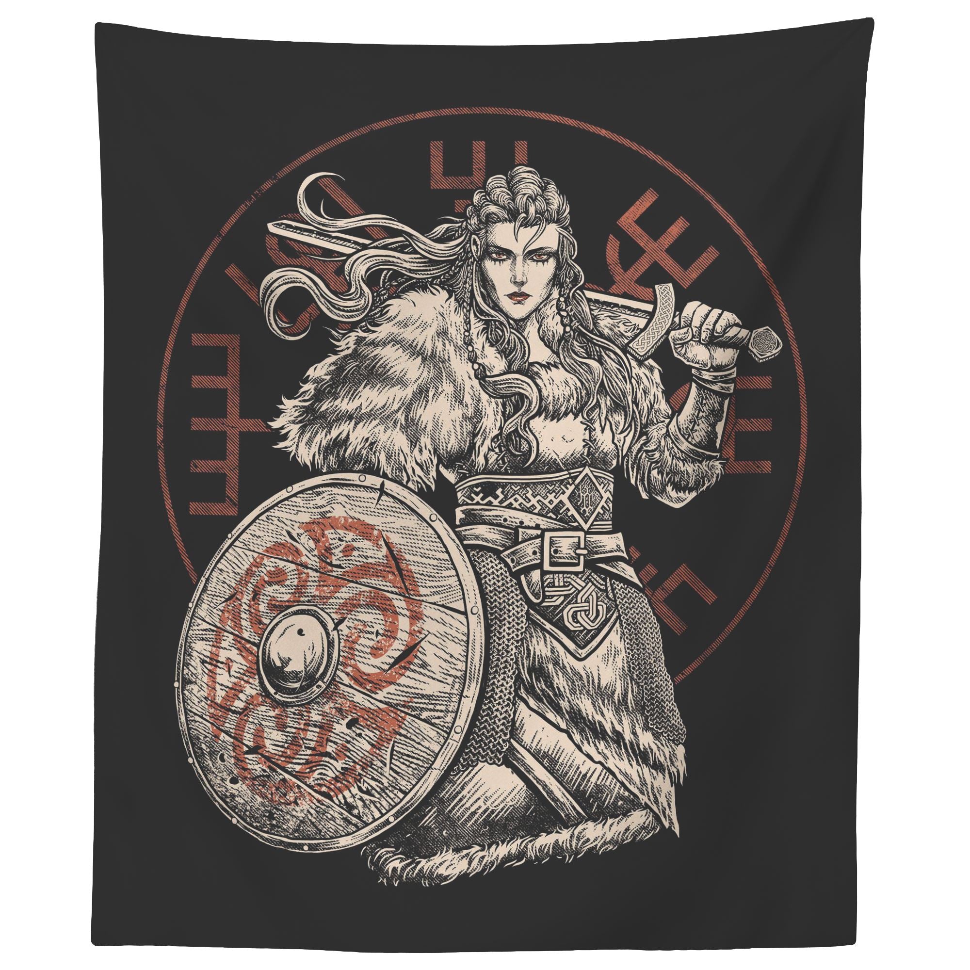 Viking Shieldmaiden Wall Tapestry