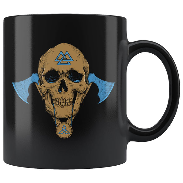 Viking Skull Valknut Coffee MugDrinkwareBrown / Blue