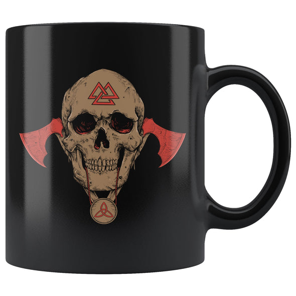 Viking Skull Valknut Coffee MugDrinkwareBrown / Red