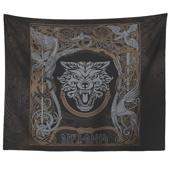 Wolf of Odin Norse Knotwork Runes TapestryTapestries60" x 50"