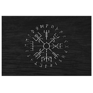 Wood Vegvisir Viking Runes Canvas Wall ArtCanvas Wall Art 38 x 12