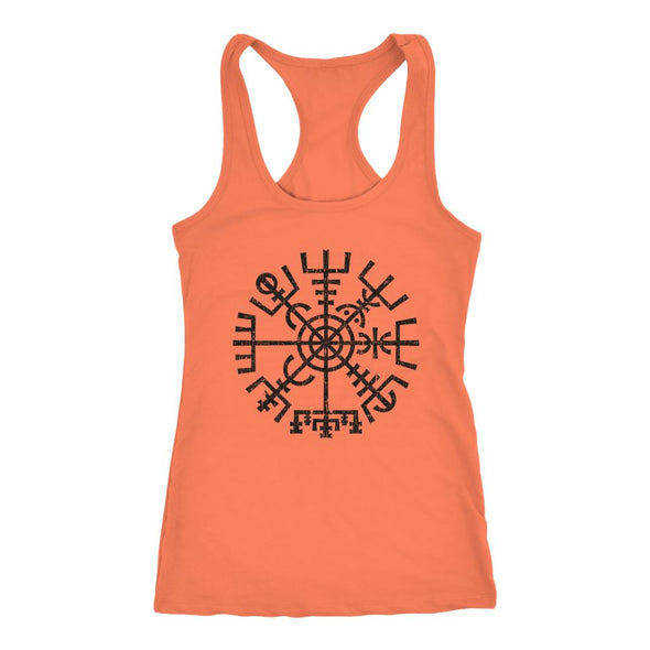 Worn Black Vegvisir Racerback Tank TopT-shirtNext Level Racerback TankLight OrangeXS