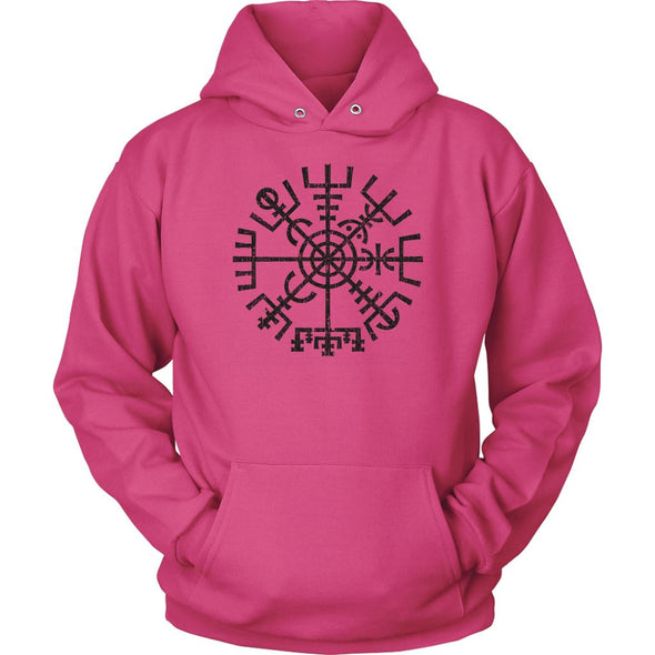 Worn Black Vegvisir Viking Compass HoodieT-shirtUnisex HoodieSangriaS