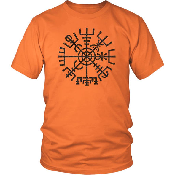 Worn Black Vegvisir Viking Compass T-ShirtT-shirtDistrict Unisex ShirtOrangeS