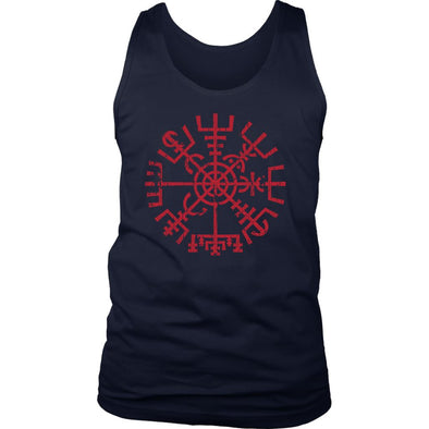 Worn Red Vegvisir Wayfinder Mens Tank TopT-shirtDistrict Mens TankNavyS