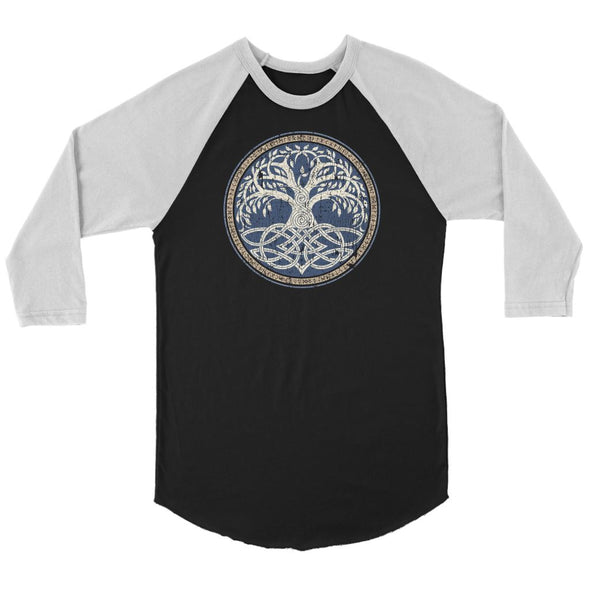 Yggdrasil Knotwork Runes Raglan ShirtT-shirtCanvas Unisex 3/4 RaglanBlack/WhiteS