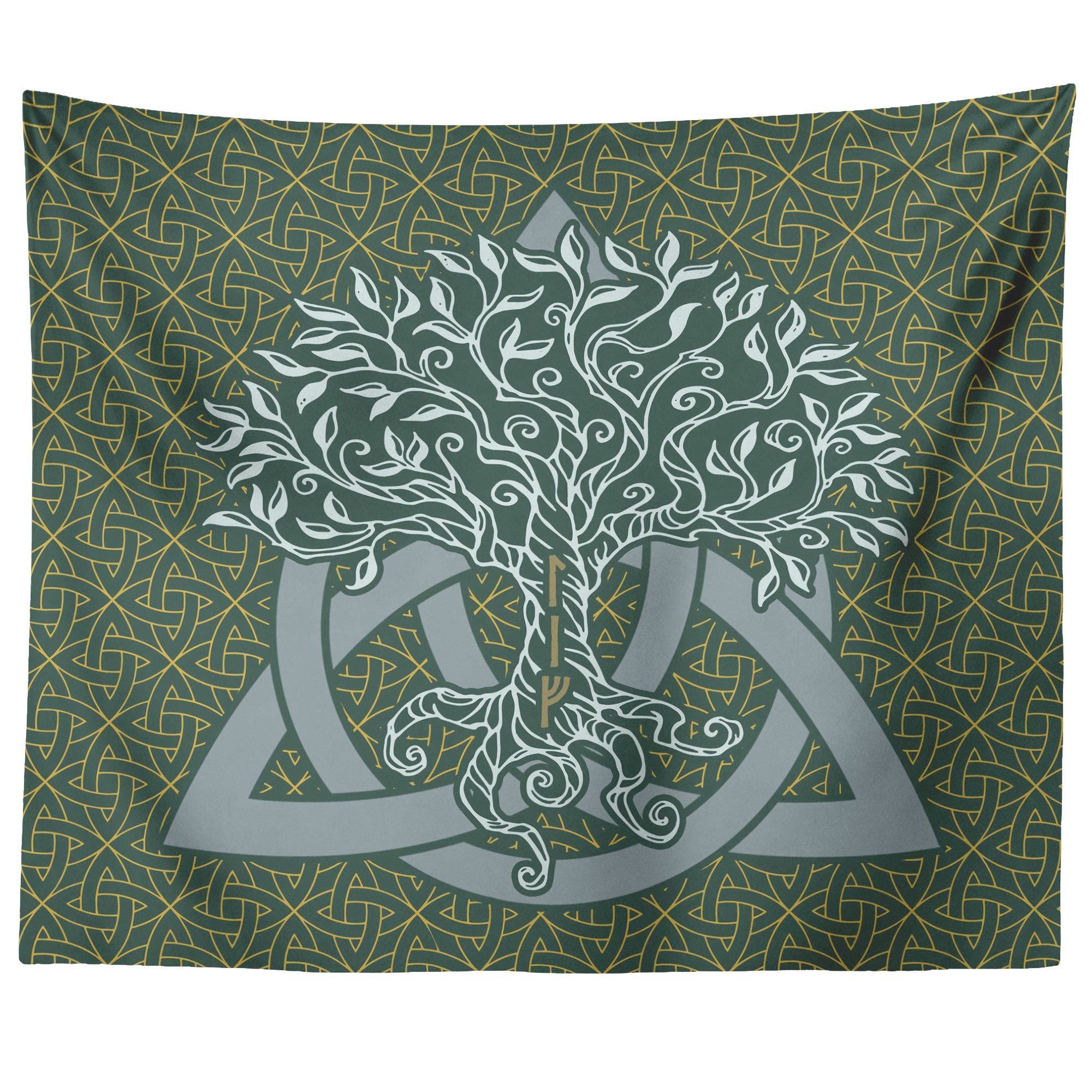 Yggdrasil Norse Tree of Life Trinity Knot Tapestry Blue Pagan