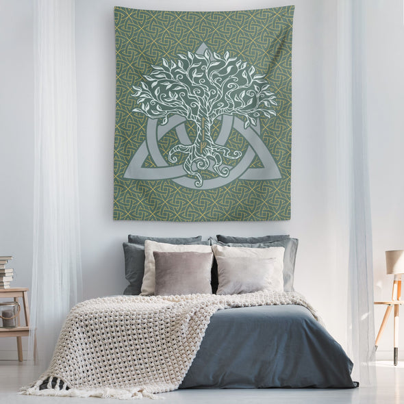 Yggdrasil Norse Tree of Life Trinity Knot Wall TapestryTapestries