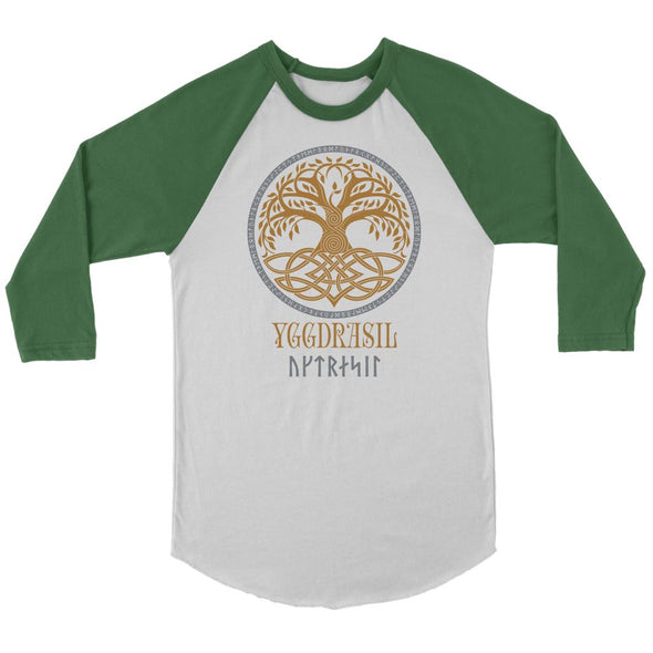 Yggdrasil Pagan Raglan ShirtT-shirtCanvas Unisex 3/4 RaglanWhite/EvergreenS